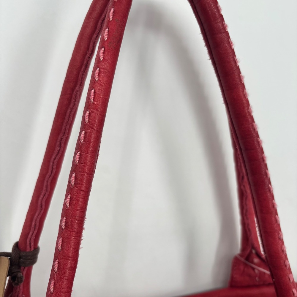 GAP Vintage 100% Cow Leather Multi-Pocket Shoulder Satchel Bag Red NWT - Picture 10 of 13